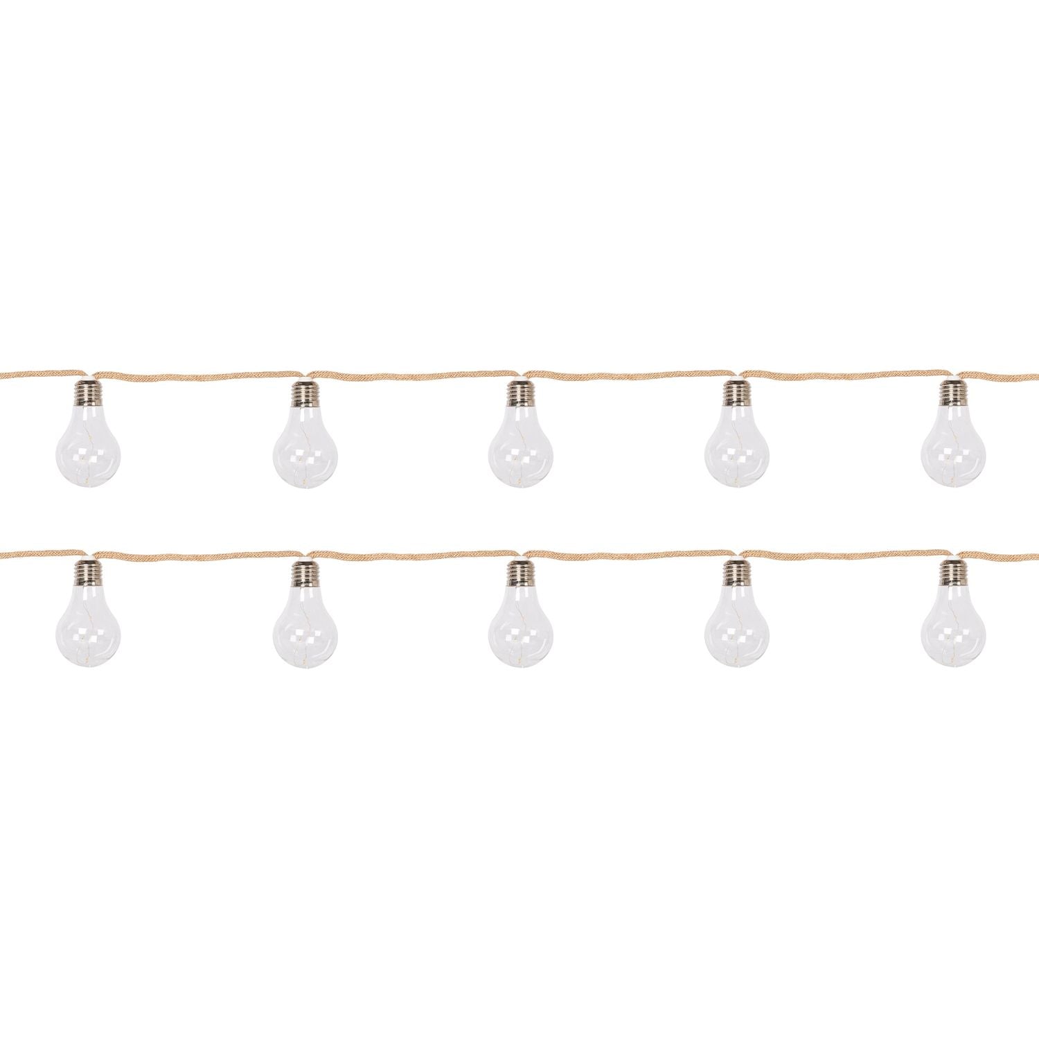 DICTROLUX - Catena Luminosa 10 Lampadine Solari Luce Calda da esterno - Lunghezza totale catena 3,8 metri